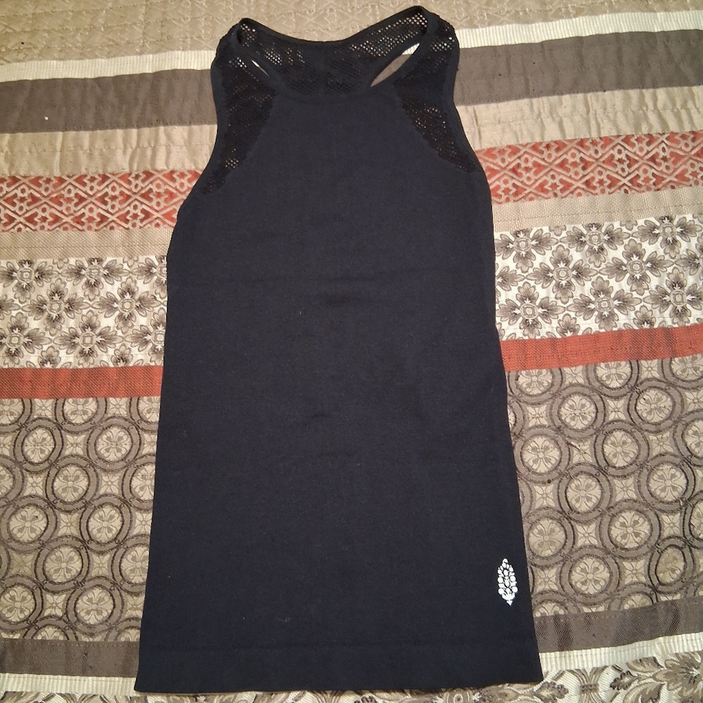 Free People Movement Tank Top Black Mesh SzXS‎ Gym Running Athletic